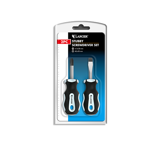 2pc Stubby Screwdriver Set