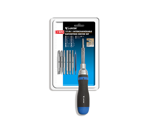 19pc Ratchet Screwdriver & Bit Set